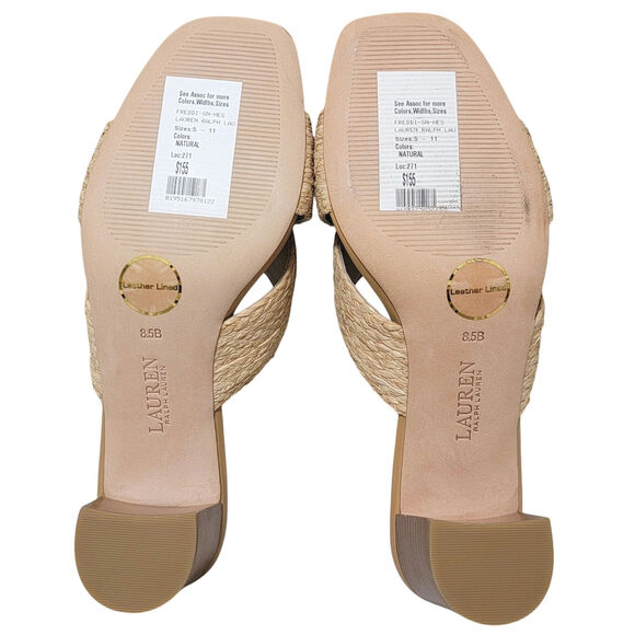 Lauren Ralph Lauren Women Freddi Cross Strap Sandals Size US 8.5B Natural Raffia - Picture 5 of 6